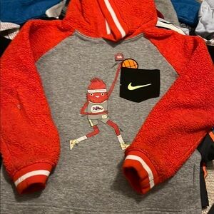 Nike Kids Red and Gray Basketball Hoodie size 7
